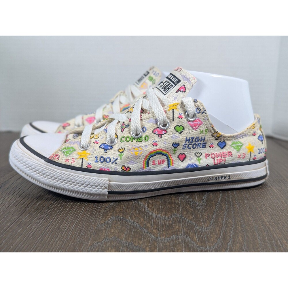 Converse Chuck Taylor All Star Junior Size 3 Canvas White 80s Retro Video Gamer